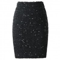 Sequined Patchwork Shinny Pencil Mini Skirts High Waist Black Party Sexy Bandage 